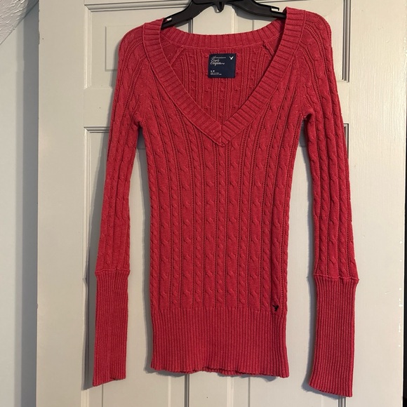 American Eagle Size Small Cable Knit V-Neck Sweater Y2K - Picture 1 of 6